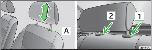 Abb. 35 Kopfstütze: Einstellen / Ausbauen