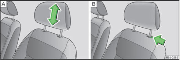 Abb. 38 Kopfstütze: Einstellen / Ausbauen