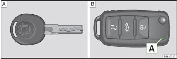 Abb. 8 Schlüssel ohne Fernbedienung / Schlüssel mit Fernbedienung (Funkschlüssel)