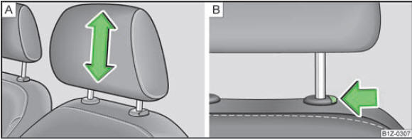 Abb. 44 Kopfstütze: Einstellen / Ausbauen