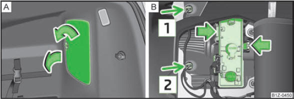 Abb. 171 Gepäckraum: Abdeckung des Lampenhalters / Ausbau des Lampenhalters