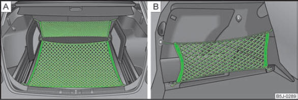 Abb. 44 Befestigungsnetz: doppelte Quertasche, Bodenbefestigungsnetz /
