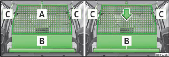 Abb. 52 Netztrennwand herausziehen / aufrollen