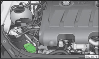 Abb. 122 Motorraum: Scheibenwaschwasserbehälter